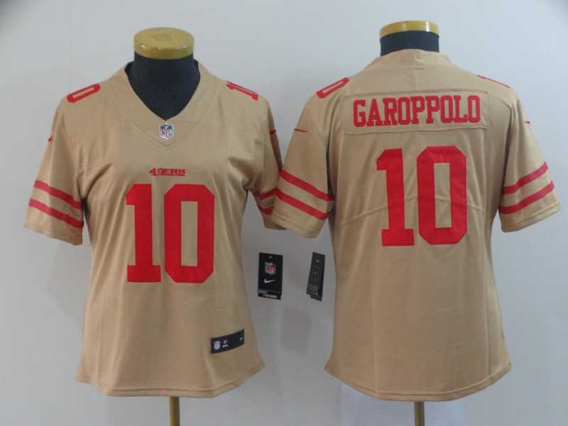 Women Nike 49ers 10 Jimmy Garoppolo Gold Inverted Legend Limited Jersey,We sell and wholesale Women Nike 49ers 10 Jimmy Garoppolo Gold Inverted Legend Limited Jersey on line form chian!